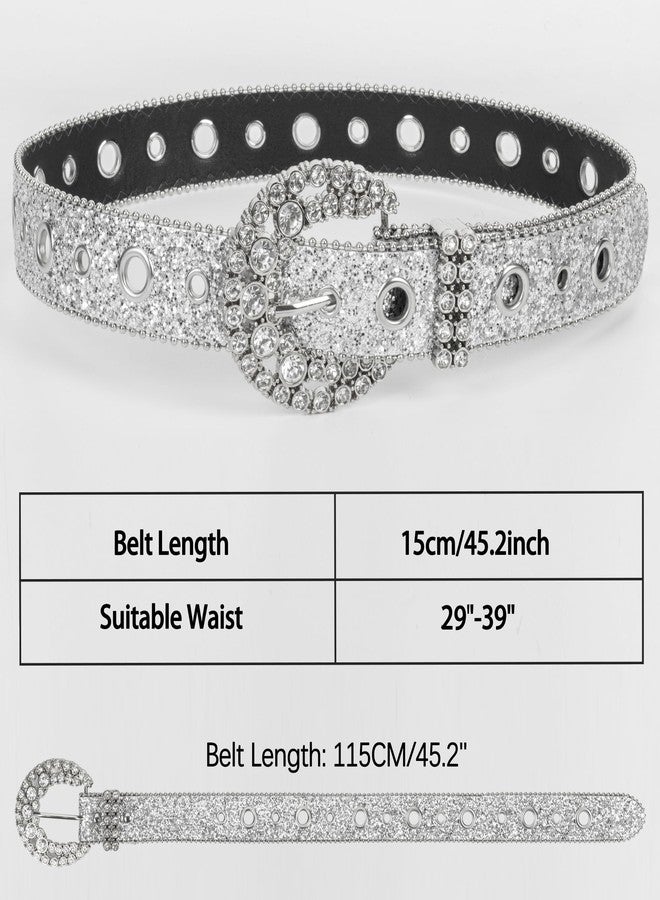 CaySep Women Rhinestone Belt Western Cowgirl Cowboy Bling Studded Leather Belt for Jeans Pants (suit for waist 27-39") - Image 2